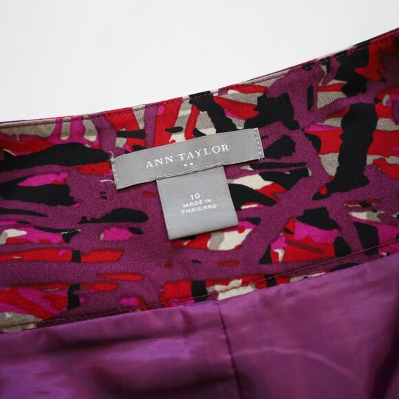ANN TAYLOR Size 10 Black Purple Skirt Career Business - Picture 3 of 6